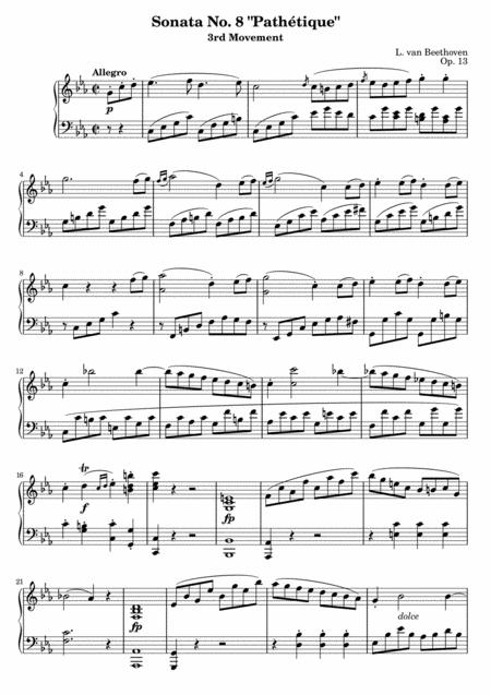 Beethoven Piano Sonata No 8 Op 13 Pathtique Iii Rondo Allegro Original ...